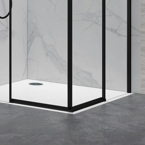 Kamalu - Box doccia 70x70cm angolare porte scorrevoli finitura nera | KLA1000N
