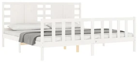 Giroletto con testiera bianco 200x200 cm in legno massello