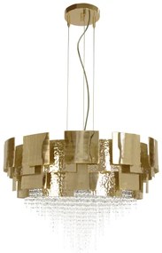 Lampadario 18  luci oro e cristallo - Mondrian - Castro Lighting Diametro cm.40 - altezza cm.40