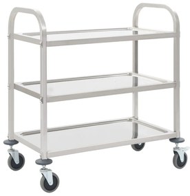 Carrello da cucina a 3 livelli 95x45x83,5 cm in acciaio inox