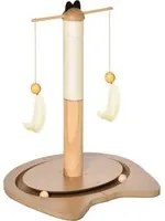 Albero Tiragraffi per Gattini 40x37x51 cm con Piume Palline e Accessori in Legno Marrone e Beige