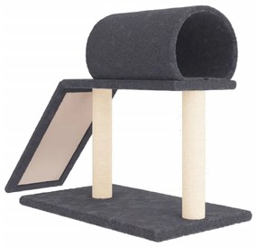 Pali tiragraffi gatti tunnel e scaletta grigio scuro 55,5 cm
