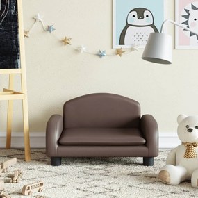 Divano Per Bambini Marrone 50x40x30 Cm İn Similpelle /