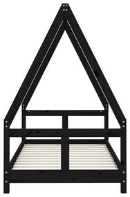 Giroletto per bambini nero 80x160 cm in legno massello di pino