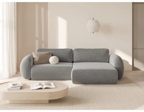 Divano angolare grigio chiaro allungabile/con contenitore con rivestimento in ciniglia Tonale – Cosmopolitan Design