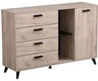 madia quattro cassetti un anta moderna minimal in legno cm 137,5 x 40 x 90,5 h - FRANCI