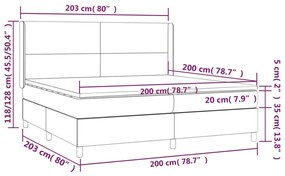 Letto a Molle Materasso e LED MarroneScuro 200x200cm in Tessuto