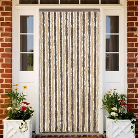 Tenda Antimosche Marrone Scuro E Beige 100x230 Cm İn Ciniglia /
