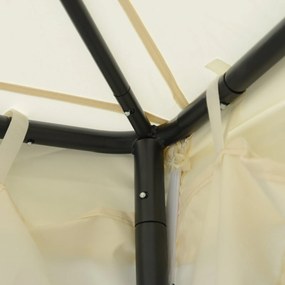 Gazebo da Giardino 2.95x2.95m in Metallo Doppio Tetto Zanzariera e Laterali Beige...