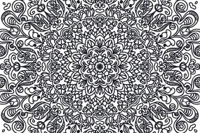 Carta da parati – Ornamento con motivo floreale in bianco e nero