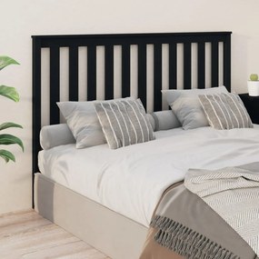 Testiera per letto nera 166x6x101 cm in legno massello di pino