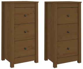 Credenze 2 pz Miele 40x35x80 cm in Legno Massello di Pino