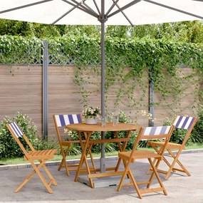 Set Pranzo Giardino 5pz Blu E Bianco Tessuto E Legno Massello /