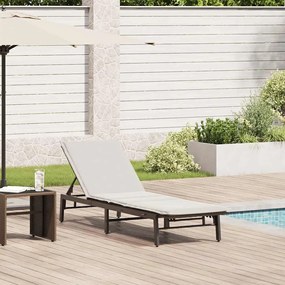 Lettino Prendisole Con Cuscino Marrone İn Polyrattan /