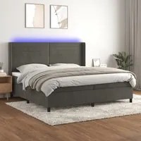 Letto a Molle con Materasso e LED Grigio Scuro 200x200 cm 3139644