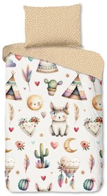 Set copripiumino e federa da bambini beige in cotone per letto singolo 140x200 cm Luz – Good Morning