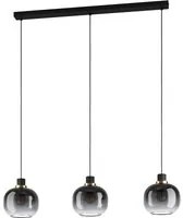 Lampadario Contemporaneo Oilella 3 Luci Acciaio Nero E Ottone Diffusore Nero