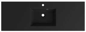 Lavabo integrale a incasso rettangolare vasca centrale Neo L 136 x H 11.2 x P 48.5 cm in composito minerale di resina gelificata nero