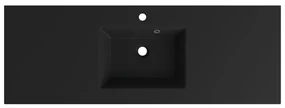 Lavabo integrale rettangolare vasca centrale Neo L 136 x H 11.2 x P 48.5 cm in composito minerale di resina gelificata nero