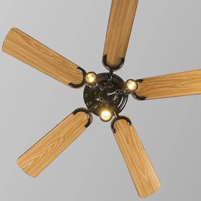 Ventilatore da soffitto nero 110 cm 3 luci con cordicella - Mistral