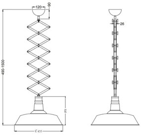Trio - Lampadario regolabile DETROIT 1xE27/42W/230V