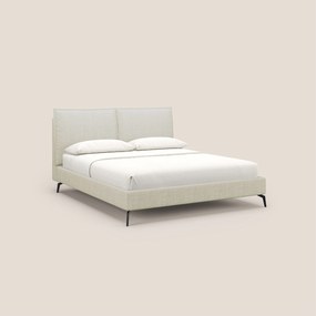 Cloe letto imbottito con piedi in metallo sfoderabile in tessuto fiammato impermeabile T06 panna