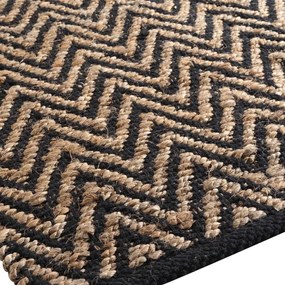 Tappeto nero/di colore naturale in misto iuta 120x170 cm Zigzag – douceur d'intérieur