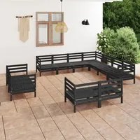 Set Salotto da Giardino 11 pz in Legno Massello di Pino Nero 3083218