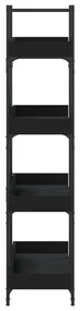 Libreria a 4 ripiani nera 100x33x145,5 cm in legno multistrato