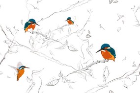 Carta da parati autoadesiva – Uccellini nel boschetto