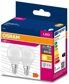 SET 2x Lampadina LED P45 E14/4,9W/230V 3000K - Osram