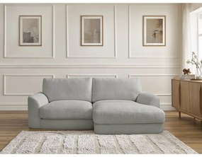 Divano angolare grigio chiaro (con penisola a destra/con chaise lounge) con rivestimento in bouclé Leonore – Bobochic Paris