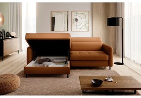 Divano angolare giallo allungabile/con contenitore (con penisola a sinistra/con chaise lounge) e rivestimento in velluto Gomsi – ELTAP