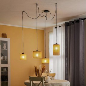 TK Lighting Lampada a sospensione Juta, 4 luci