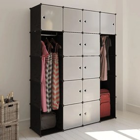 Armadietto Modulare 14 Scomparti Nero E Bianco 37x146x180,5 Cm /