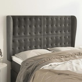 Testiera Ad Orecchio Grigioscuro 147x23x118/128cm İn Velluto /