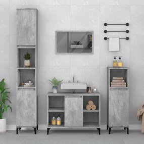 Mobile lavabo grigio cemento 80x33x60 cm in legno multistrato