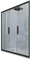 Porta doccia scorrevole 160 CM H 200 Vetro Trasparente Profilo Nero Matt mod. Glam