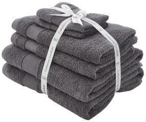 Set di asciugamani per viso e corpo tipo terry grigio scuro in cotone 6 pz Anti-Bacterial – Catherine Lansfield
