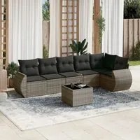 Set Divani da Giardino 7 pz con Cuscini Grigio in Polyrattancod mxl 88532