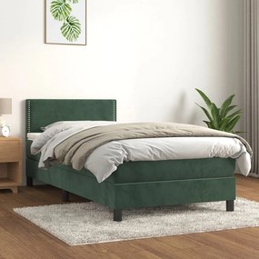 Giroletto A Molle Con Materasso Verde Scuro 80x200 Cm Velluto /
