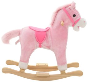 Cavallo a Dondolo in Peluche 65x32x58 cm Rosa