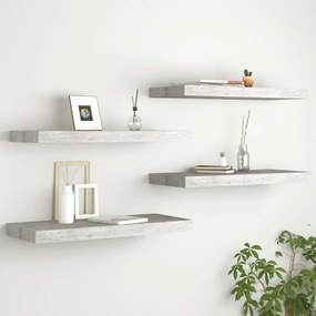 Scaffali A Parete 4 Pz Grigio Cemento 60x23,5x3,8 Cm İn Mdf /