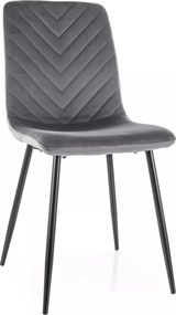 Sedia Daren Velvet in velluto grigio e struttura in metallo nero opaco – 45x39x91 cm
