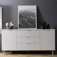 Madia in stile nordico in finitura Bianco e Quercia, 2 ante e 3 cassetti, ZFRL180BQ3C2A