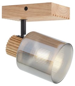 Faretto moderno in legno con vetro fumé orientabile e inclinabile - Gracy