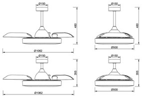 Ventilatore da soffitto Coin nero, Ø 50 cm, CCT, dimmerabile, MANTRA IP20