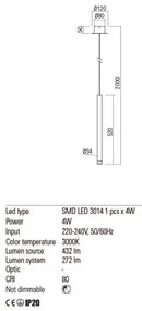 Redo 01-2045 - Lampadario LED a sospensione con filo MADISON LED/4W/230V nero