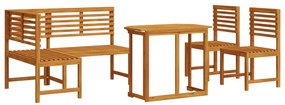 Set da pranzo da giardino in 4 pezzi - legno massello di acacia