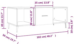 Tavolino da Salotto Grigio Sonoma 102x50x40cm Legno Multistrato